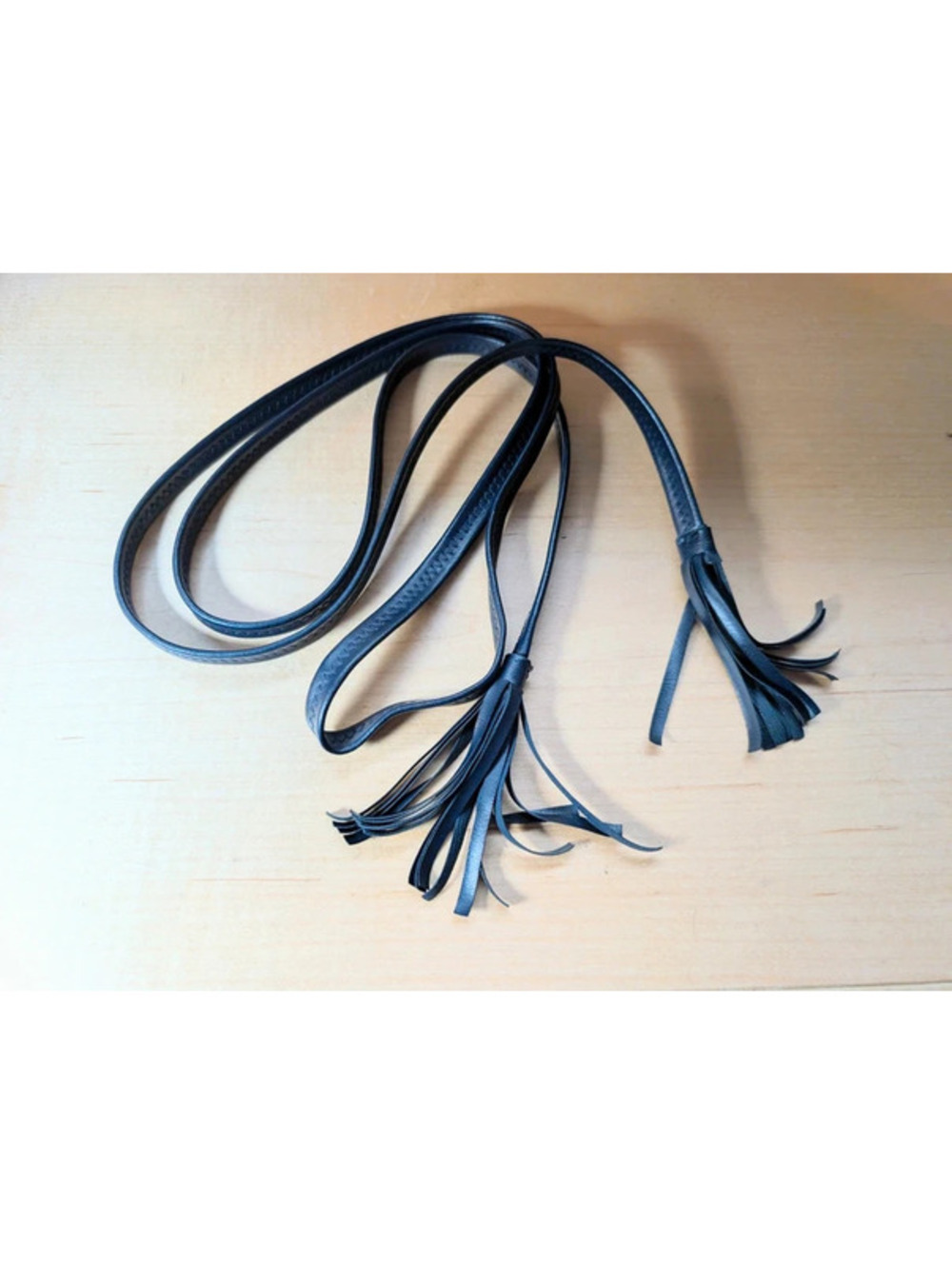Navy Faux Leather Boho Tassel Tie Belt